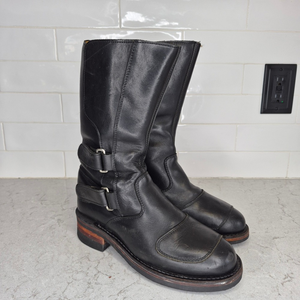Guide‎ Gear Motorcycle Boots Leather Biker Buckle 8M Black Mens